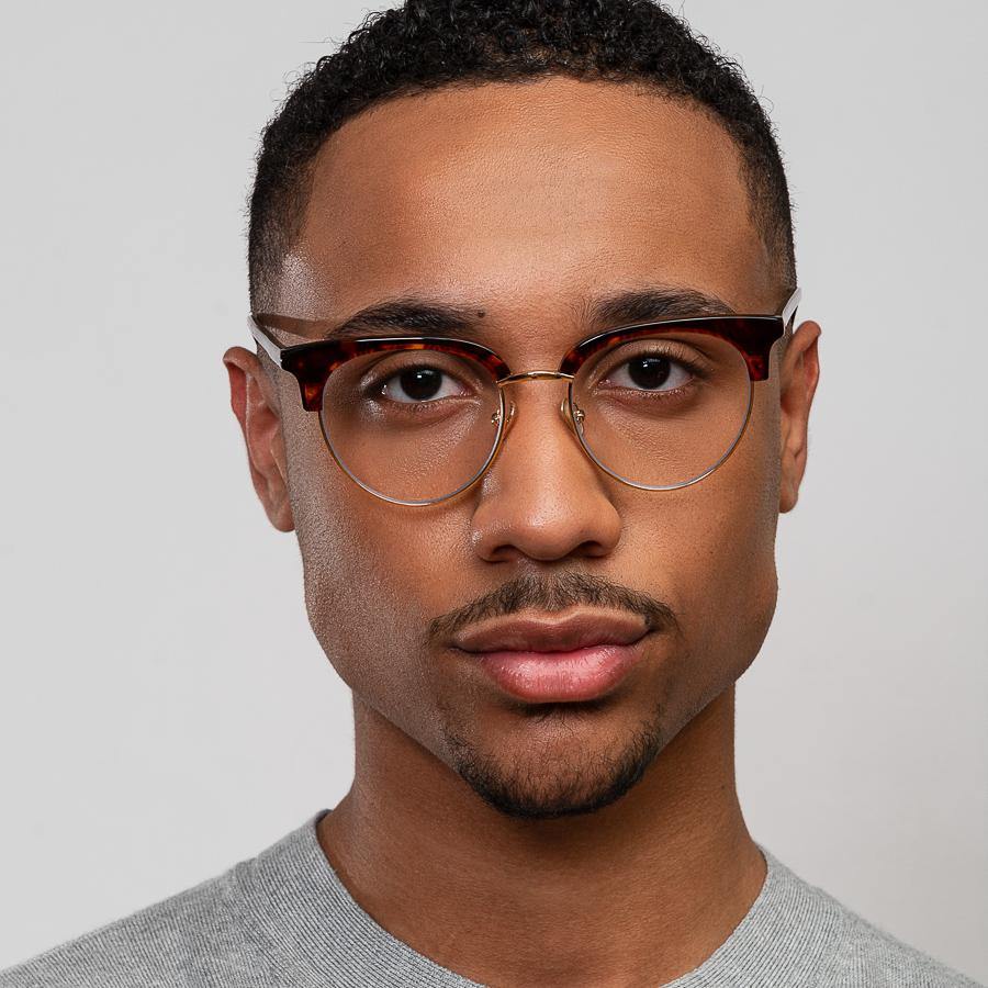 Regent Blue Light Protective Half-Rim Glasses in Tortoise/Gold